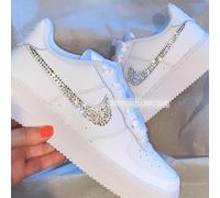 Swarovski Nike Air Force 1 White Low Sneakers Blinged Out With Silver Crystals ♡