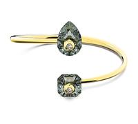 Swarovski Numina Bangle, Contrasting Pear Drop and Imperial Cut Grey Crystals, Gold-tone Plated Band from the Numina Collection, Size M