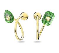 Swarovski Numina Looped Earrings, Asymmetrical Pear Drop and Imperial Cut Green Crystals, Gold-tone Plated from the Numina Collection