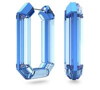 Swarovski Octagon Hoop Earrings, Fully Cut Blue Crystal with a Subtle Aluminium Fastner, from the Lucent collection