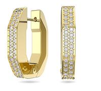 Swarovski Octagonal Hoop Earrings, Pair of Pavé, White Crystal, Gold Tone Plated Hoops, from the Dextera Collection