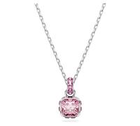 Swarovski Birthstone pendant, Square cut, October, Pink, Rhodium plated