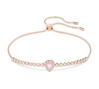One bracelet, Heart, Pink, Rose gold-tone plated