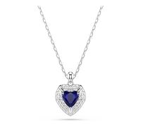 Swarovski One Pendant, Heart Cut, Pavé, Heart, Blue, Rhodium Plated