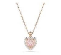 Swarovski One Pendant, Heart Cut, Pavé, Heart, Pink, Mixed Metal Finish