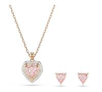 Swarovski One set, Heart cut, Pavé, Heart, Pink, Mixed metal finish