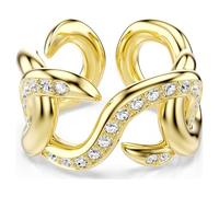 Swarovski Open ring Dextera, round cut, white, gold plated, 50 cm, Crystal, No Gemstone