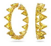Swarovski Ortyx Hoop Earrings, Yellow Triangle Cut Crystal Earrings in a Gold Tone Plated Setting, from the Ortyx Collection