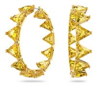 Swarovski Ortyx Yellow Gold Tone Plated Yellow Crystal Triangle Hoop Earrings D - Gold