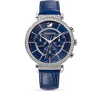 Swarovski Passage Chrono Watch, Leather Strap, Blue, Stainless Steel