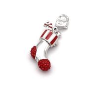 Swarovski Pave Crystal Red Christmas Stocking Clasp Charm