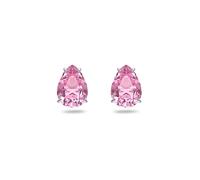 Swarovski Pink Stud Earrings, Pink Teardrop Cut Crystals, Rhodium Plated from the Gema Collection