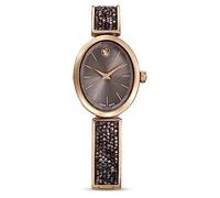 Swarovski Crystal Rock Oval watch, Swiss Made, Metal bracelet, Black, Rose gold-tone finish
