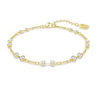 Swarovski Remix Collection strand, Round cut, White, Gold-tone plated
