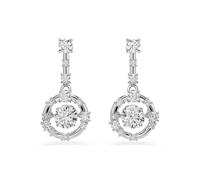 Swarovski Rhodium Plated Constella Round Cut Dancing Stones Drop Earrings