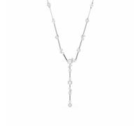 Constella Y necklace, Crystal pearl, Round cuts, White, Rhodium plated