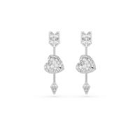 Swarovski Rhodium Plated Idyllia Mixed Cuts Arrow Pierced Heart Drop Earrings