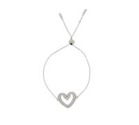 Swarovski Rhodium Plated Una Pave Heart Crystal Bracelet 5625534