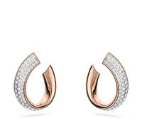 Exist hoop earrings, Small, White, Rose gold-tone plated