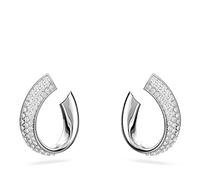 Swarovski Ribbon Small Hoop Earrings, White Pavé Crystal in a Rhodium Plated Setting, from the Millenia Collection