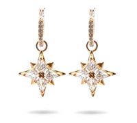 Swarovski Rose Gold Earrings Symbolic Star Hoop Ladies Jewellery - NEW GENUINE