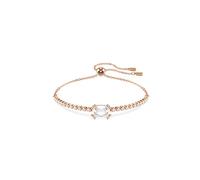 Matrix Tennis bracelet, Mixed cuts, White, Rose gold-tone plated
