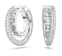 Swarovski Rota hoop earrings, Mixed cuts, White, Rhodium plated