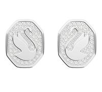 Swarovski Signum stud earrings, White, Rhodium plated