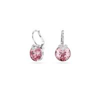 Swarovski Silver Bella Pink Round Drop Earrings
