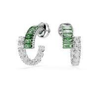 Swarovski Matrix Pierced Earrings, Green, Rhodium plated