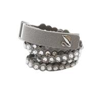 Swarovski Slake Power Collection Light Grey Crystal Bracelet 5515991 - Double-Wrap, Adjustable Grey Alcantara Fabric