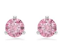 Swarovski Solitaire stud earrings - Round cut - Pink - Rhodium plated - 5717577