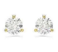 Swarovski Solitaire stud earrings, Round cut, White, Gold-tone plated
