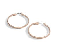 Swarovski Sommerset hoop earrings, White, Rose gold-tone plated