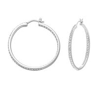 Swarovski Sommerset hoop earrings, White, Rhodium plated