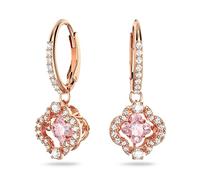 Swarovski Sparkling Dance earrings, Clover, Pink, Rose gold-tone plated