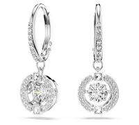 Swarovski Sparkling Dance earrings, Round, White, Rhodium plated