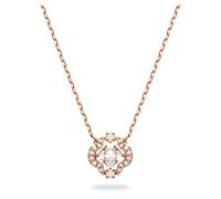 Una necklace, Clover, White, Rose gold-tone plated