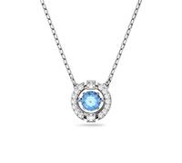 Swarovski Sparkling Dance necklace, Round cut, Blue, Rhodium plated
