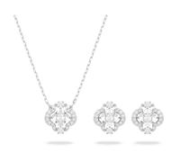 SWAROVSKI Sparkling Dance Set Necklace and Stud Pierced Earrings Set with White Crystal and Matching Pav? on a Rhodium Finish Setting Part of the Sp