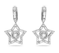 Swarovski Star Mini Hoops, White Dancing Stones in a Rhodium Plated Setting, from the Stella Collection
