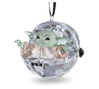 Swarovski Star Wars The Mandalorian Grogu Ornament, Grey, Green, Beige and Black Crystal Facets, from the Star Wars Collection
