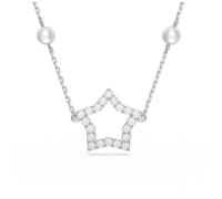 Swarovski Stella Crystal Pearls Star White Rhodium Plated Necklace 5645379 - Swarovski Crystal / Rhodium Plated