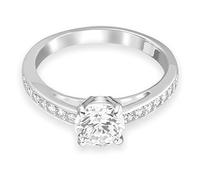 Swarovski Stilla Attract Collection Ring, Round cut, Pavé, White, Rhodium plated