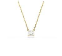 Swarovski Stilla Attract Pendant Necklace, Clear Square-Cut Stone in a Gold-Tone Finished Setting, Part of the Stilla Collection