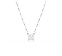 Swarovski Stilla Attract Pendant Necklace, Clear Square-Cut Stone in a Rhodium-Finished Setting, Part of the Stilla Collection