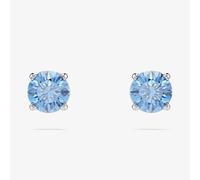 Swarovski Stilla Attract Rhodium Plated Round Blue Zirconia Stud Earrings 5734250