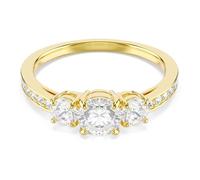Swarovski Stilla Attract ring Round cut, White, Gold-tone plated