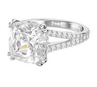 Swarovski Stilla Cocktail Ring, Square Cut, Pavé, White, Rhodium Plated (Size 60)