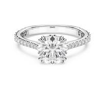 Swarovski Stilla Collection Cocktail Ring, Round Cut, Pavé, White, Silver-Tone Finish